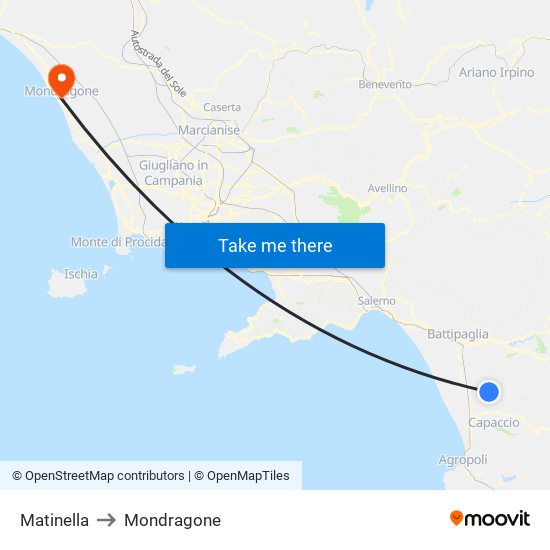 Matinella to Mondragone map