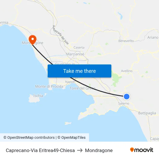 Caprecano-Via Eritrea49-Chiesa to Mondragone map