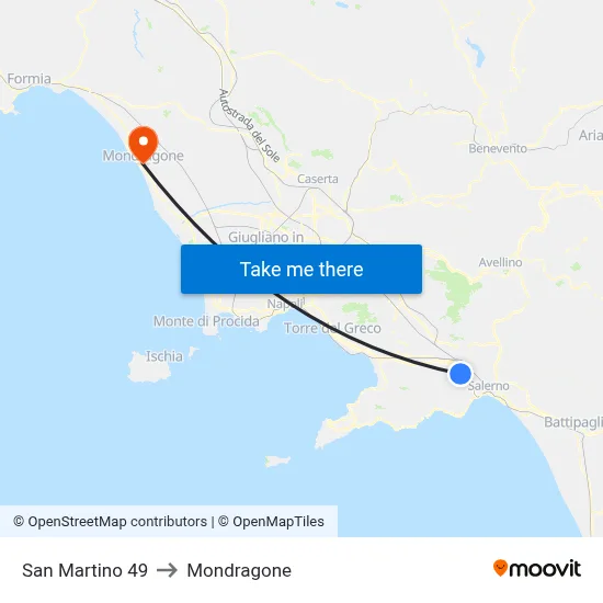 San Martino 49 to Mondragone map
