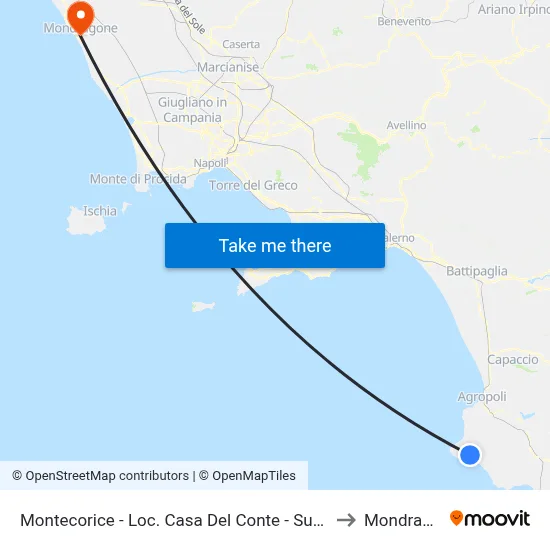 Montecorice - Loc. Casa Del Conte - Supermercato to Mondragone map