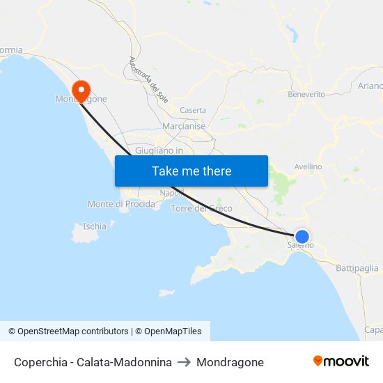 Coperchia - Calata-Madonnina to Mondragone map