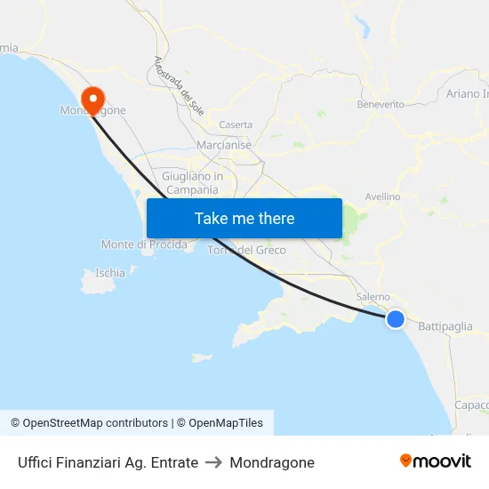 Financial Offices Revenue Agency to Mondragone map
