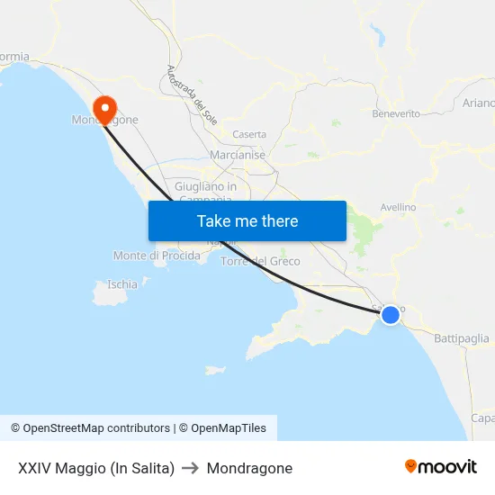 XXIV May (Uphill) to Mondragone map