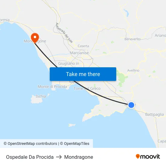 Ospedale Da Procida to Mondragone map
