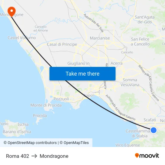 Roma 402 to Mondragone map
