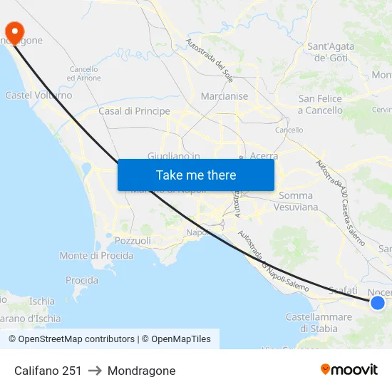 Califano 251 to Mondragone map
