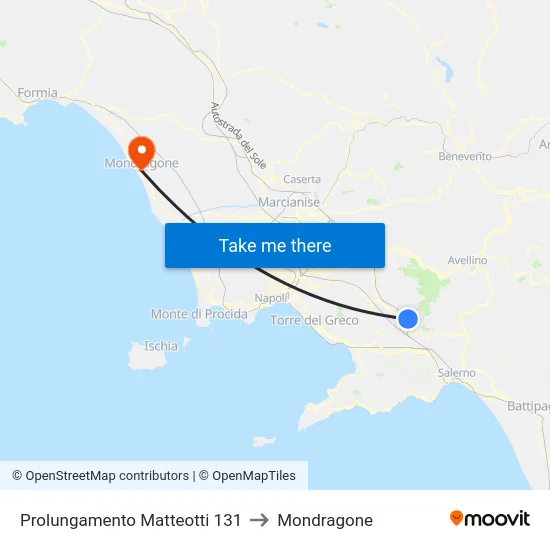 Prolungamento Matteotti 131 to Mondragone map