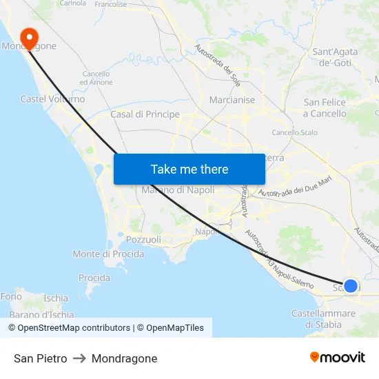 Saint Peter to Mondragone map