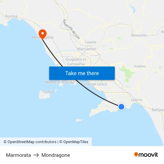 Marmorata to Mondragone map