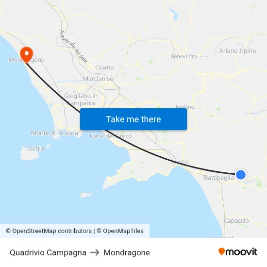 Quadrivio Campagna to Mondragone map