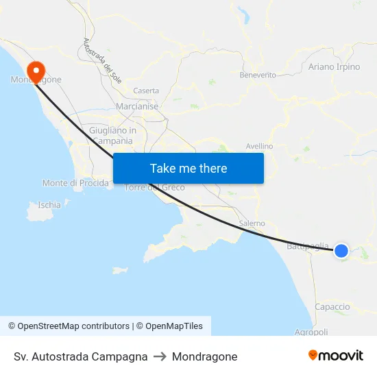 Sv. Autostrada Campagna to Mondragone map