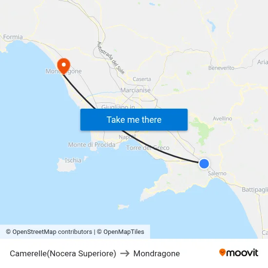 Camerelle(Nocera Superiore) to Mondragone map
