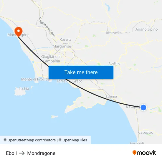 Eboli to Mondragone map