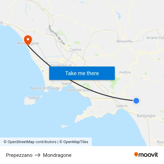 Prepezzano to Mondragone map