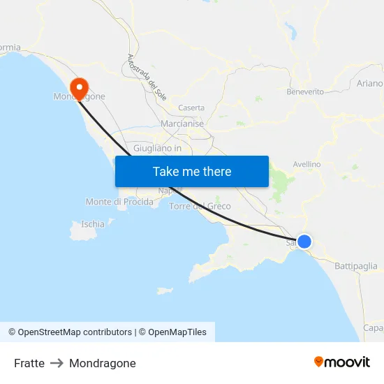 Fratte to Mondragone map