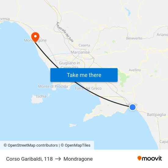 Corso Garibaldi, 118 to Mondragone map
