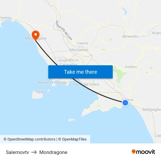 Salernovtv to Mondragone map