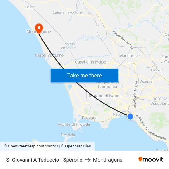 S. Giovanni A Teduccio - Sperone to Mondragone map