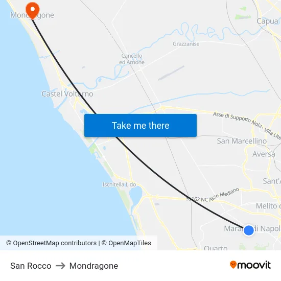 San Rocco to Mondragone map