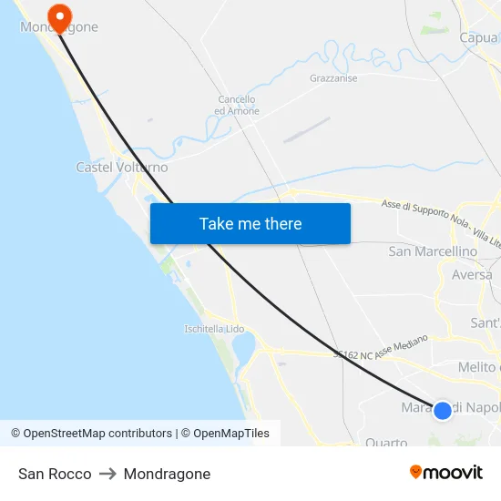 San Rocco to Mondragone map
