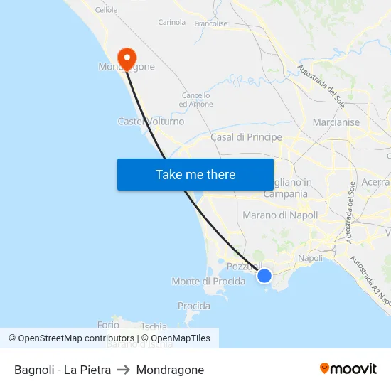 Bagnoli - La Pietra to Mondragone map