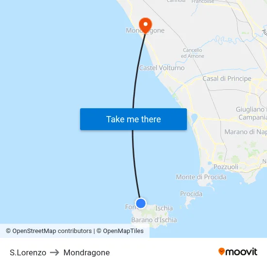 St. Lorenzo to Mondragone map