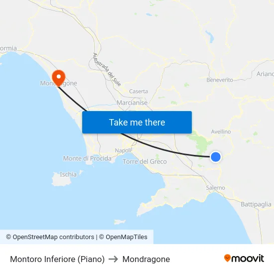Montoro Inferiore (Piano) to Mondragone map