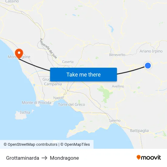 Grottaminarda to Mondragone map
