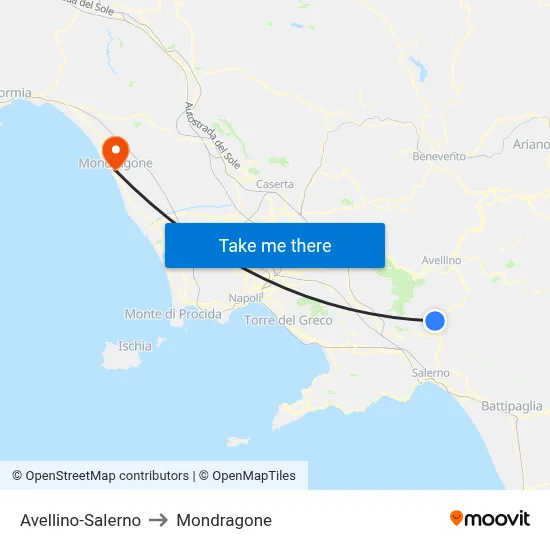 Avellino-Salerno to Mondragone map