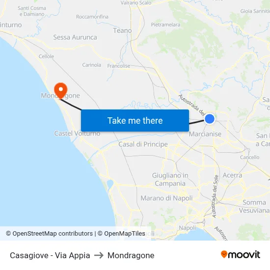 Casagiove - Appia Road to Mondragone map