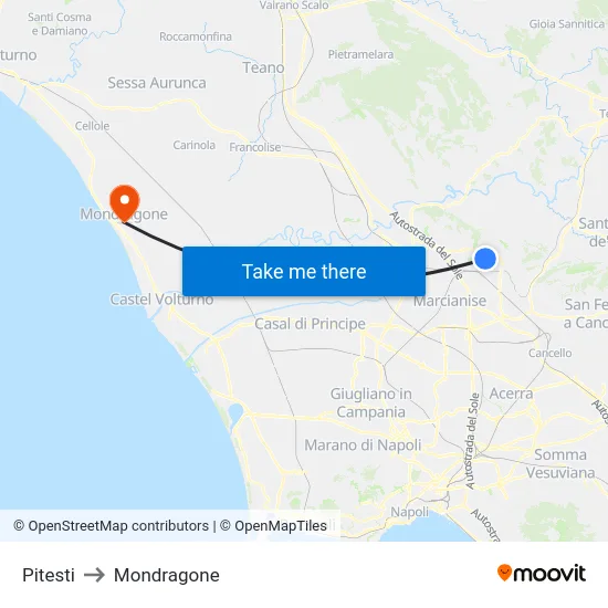 Pitesti to Mondragone map