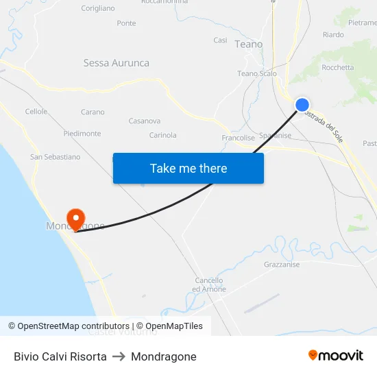 Bivio Calvi Risorta to Mondragone map