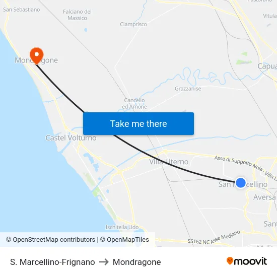 S. Marcellino-Frignano to Mondragone map