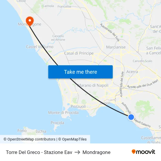 Torre Del Greco - Stazione Eav to Mondragone map