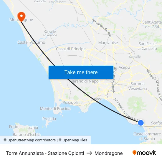 Torre Annunziata - Stazione Oplonti to Mondragone map