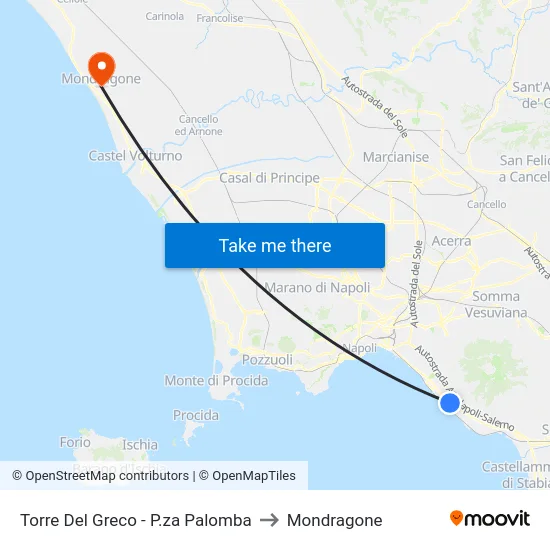 Torre Del Greco - P.za Palomba to Mondragone map