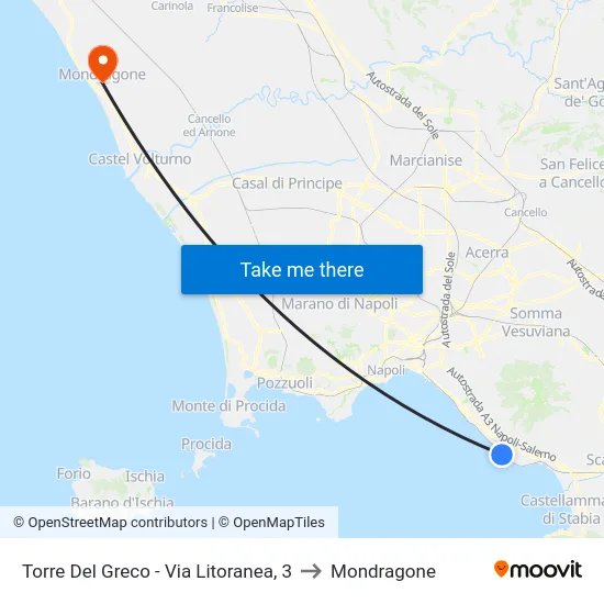 Torre Del Greco - Via Litoranea, 3 to Mondragone map