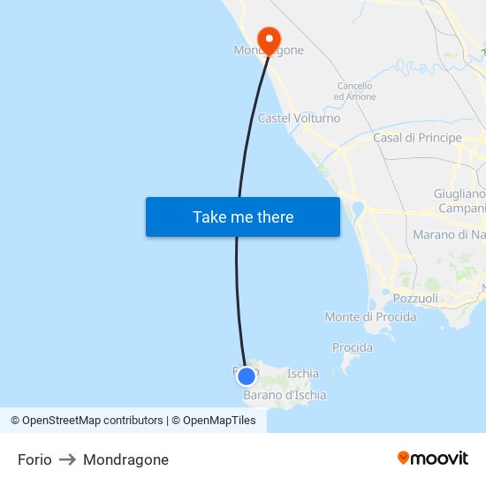 Forio to Mondragone map