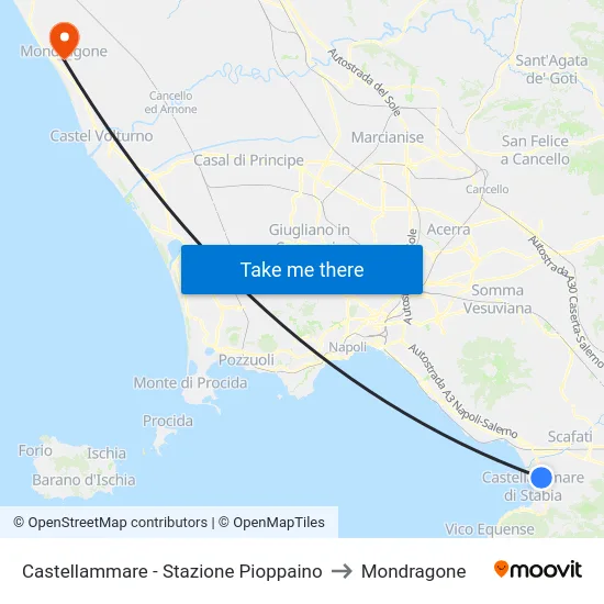 Castellammare - Stazione Pioppaino to Mondragone map