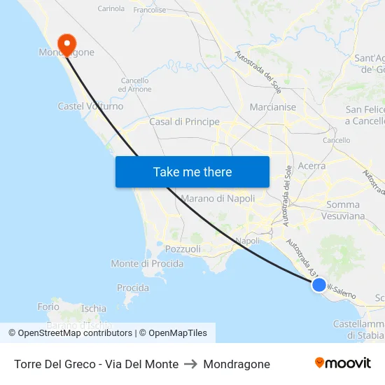 Torre Del Greco - Via Del Monte to Mondragone map