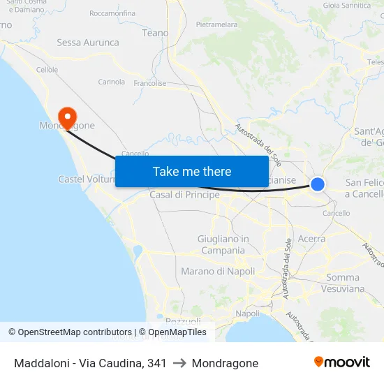Maddaloni - Via Caudina, 341 to Mondragone map