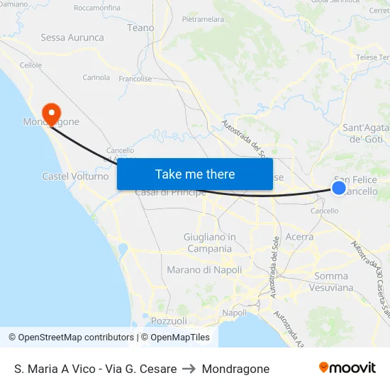 S. Maria A Vico - Via G. Cesare to Mondragone map