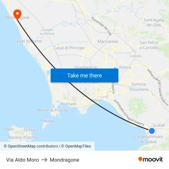 Via Aldo Moro to Mondragone map