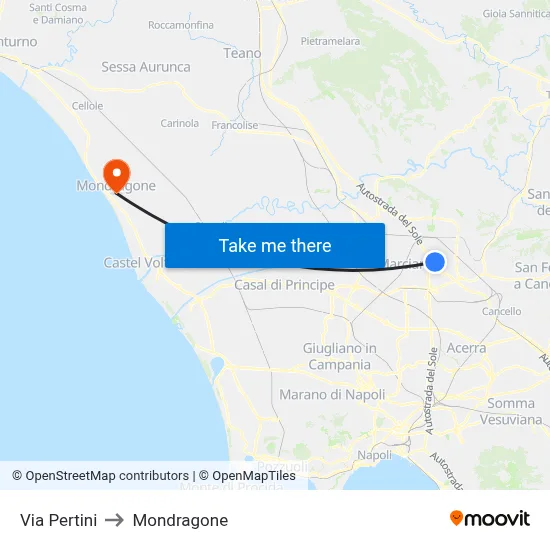 Pertini Street to Mondragone map