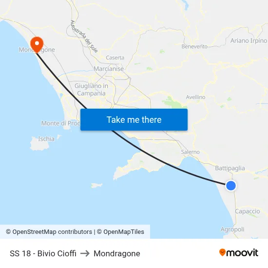 SS 18 - Bivio Cioffi to Mondragone map