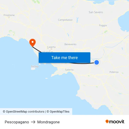 Pescopagano to Mondragone map