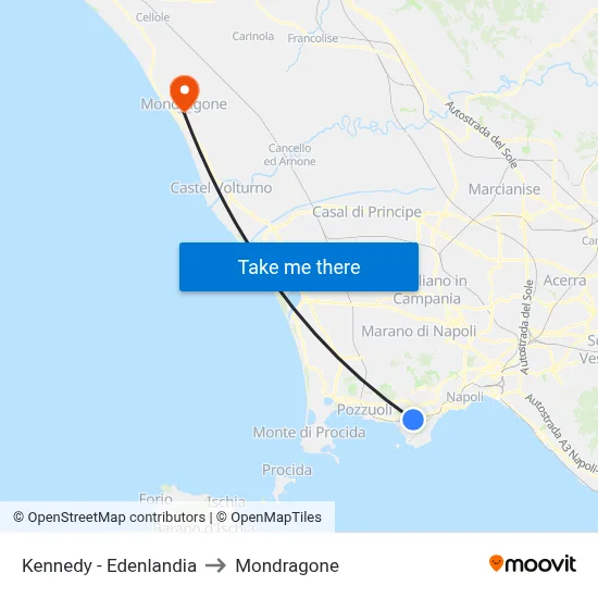 Kennedy - Edenlandia to Mondragone map