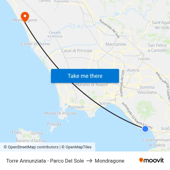 Torre Annunziata - Parco Del Sole to Mondragone map