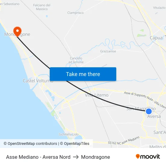 Asse Mediano - Aversa Nord to Mondragone map