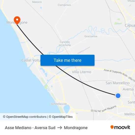 Asse Mediano - Aversa Sud to Mondragone map